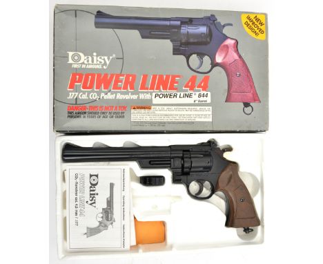 A 6 shot .177” Daisy Power Line Model 44 C02 revolver, number 0695 00095. GWO &amp; as New Condition, in its polystyrene line