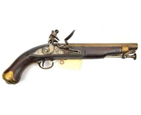 A  .65” Tower New Land Pattern flintlock holster pistol, 15” overall, barrel 9” with ordnance proofs; the lock with raised pa