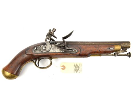 A William IV .65” Light Dragoon flintlock holster pistol, 15½” overall, barrel 9” with Enfield proof; the stepped lock having