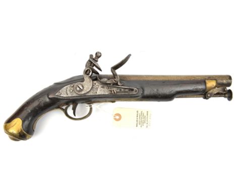 A .65” Tower New land Pattern flintlock holster pistol,  15” overall, barrel 9” with ordnance proofs; the unlined lock with r