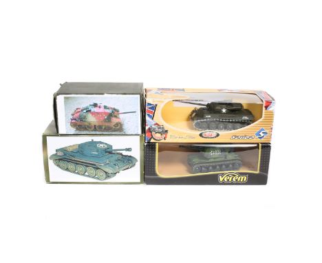 4 converted tanks by Gaso-Line etc.  Chasseurs de chars M-18 Hellcat. Boxed - (Solido). Plus a Corgi British Cromwell Tank Mk