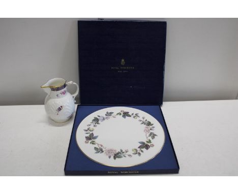 A boxed Royal Worcester cake plate &amp; Coalport jug 