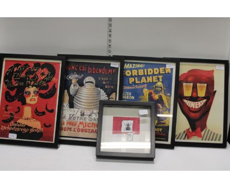 Four framed vintage style prints 