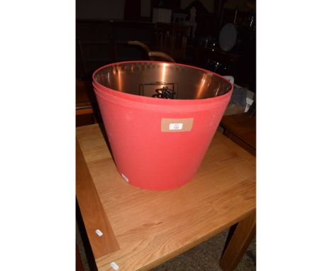 PAIR OF RED UPHOLSTERED LARGE LAMP SHADES 