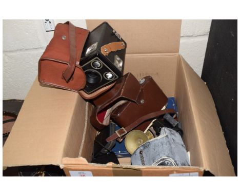 NOVAX VINTAGE REFLEX CAMERA, BROWNIE 6-20 BOX CAMERA, CANON CAMERA ETC 