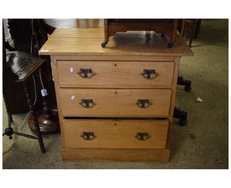 STRIPPED LIGHT WOOD THREE DRAWER CHEST CIRCA EARLY 20TH CENTURY 