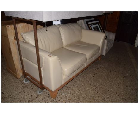 MODERN FAUX LEATHER UPHOLSTERED TWO-SEATER SOFA 
