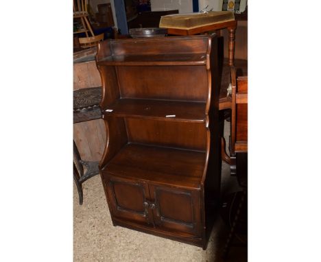 ERCOL TYPE BOOKCASE CABINET WITH CUPBOARD BELOW 