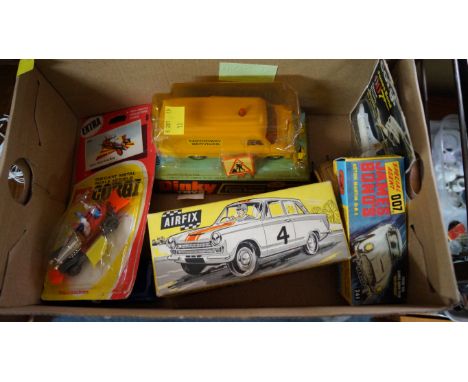 A Dinky Ford Transit van, No.416, in blister pack; together with an Airfix 1:32 scale Grand Prix car, boxed; a Corgi 'Chitty 