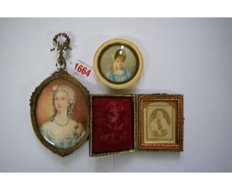 European School, head and shoulders portrait miniature of Lady Digby, indistinctly signed, on ivory, 9.5 x 7cm oval, in a bra