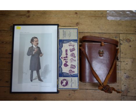 A Pelham puppet of Mexican girl, a pair of binoculars and a Spy cartoon of Lloyd George.