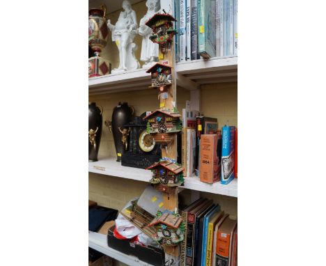 Five various vintage polychrome painted cuckoo clocks. 