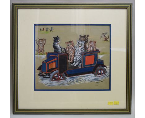Louis Wain, 'In Deep Water', signed, watercolour and gouache, 32 x 37cm.
Provenance: 
Exhibited York City Art Gallery, No.46
