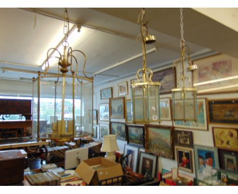Three ceiling light fittings, lantern