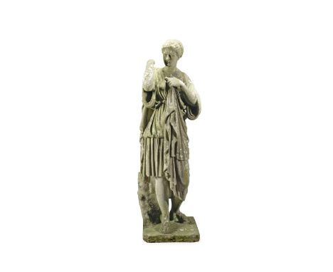 After the antique, a carved marble figure of Diana of Gabill19th centuryHer right arm raised (now lacking hand) adorned in dr