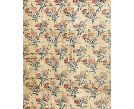 Two pairs of glazed cotton curtain panelsLate 18th century, English or FrenchDesigned with rows of carnation sprays, printed 