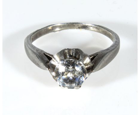 Silver ring stamped 935 fully hallmarked with diamond type stone.  