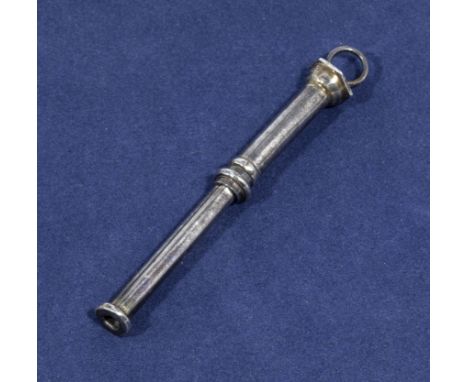 Victorian silver tooth pick stamped 925 with extending blade. 3.5 with ring top for attachment to an Albert  