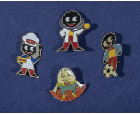 Four vintage Robertsons  jam enamel badges. footballer, doctor, baker and humpty dumpty badge.