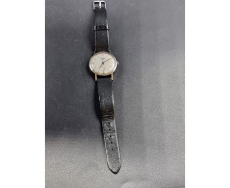 A circa 1956 Longines stainless steel manual wind wristwatch,&nbsp;33mm, Cal. 19.4S, serial No. 10575849, on replacement leat