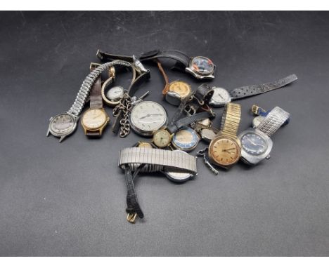 A quantity of vintage pocket and wristwatches, by Timex; Services and Smiths. (17) 