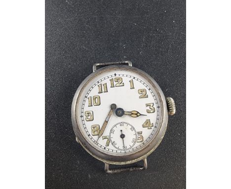 A WWI officers manual wind trench watch,&nbsp;33mm, Swiss movement, no strap. 