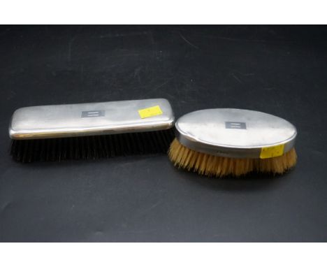 Two engine turned silver hairbrushes, by&nbsp;Charles S Green &amp; Co Ltd, Birmingham 1929/3. 
