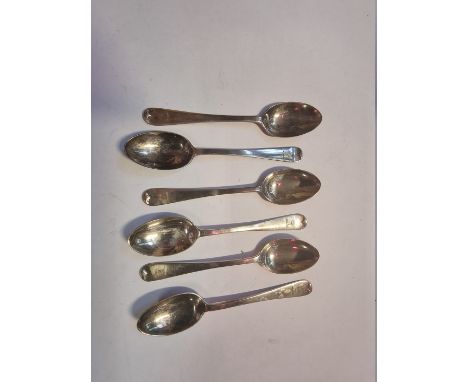 A set of six Edwardian Scottish silver Old English pattern teaspoons, by&nbsp;Hamilton &amp; Inches, Edinburgh 1906, 77g. 