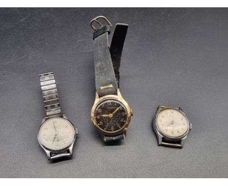 A Smith's Deluxe manual wind wristwatch, 32mm, on later expanding bracelet; together with two other vintage Smiths wristwatch
