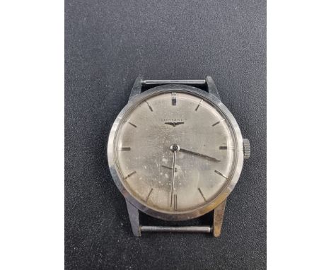 A vintage Longines stainless steel manual wind wristwatch, 34mm. 