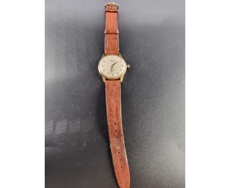 A circa 1962 Longines 9ct gold manual wind wristwatch,&nbsp;33mm, import mark London 1962, cal 232, Serial No. 12037125, on b