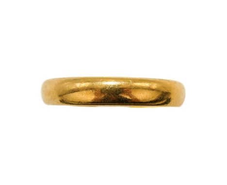 A 22ct gold wedding ring, size N, gross weight 4.5g Good, wear and tear commensurate with age