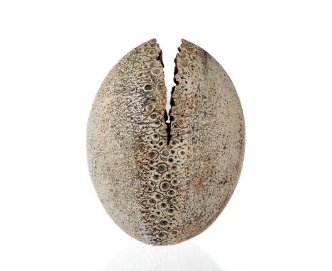 Alan Wallwork (1931- 2019) - a studio pottery split seed vessel, incised AW mark, approx 17cm high Good condition, wear comme