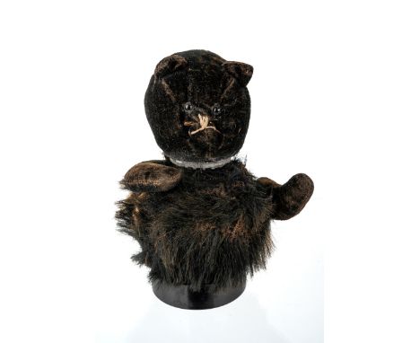 Antique rare Steiff cat perfume bottle, marked under the lid, placed on an associated base to aid display, approx. height wit