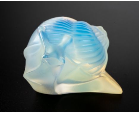 Lalique - an opal iridescent snail paperweight, Helix Escargot Opale, signed to base 'Lalique France', approx 3.5cm high, box