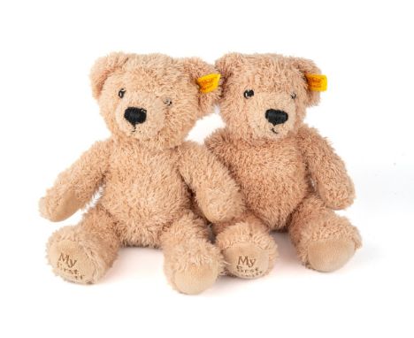 Two Steiff "My first Steiff" bears, both with buttons in ear, approx. 25 cm tall In good used condition