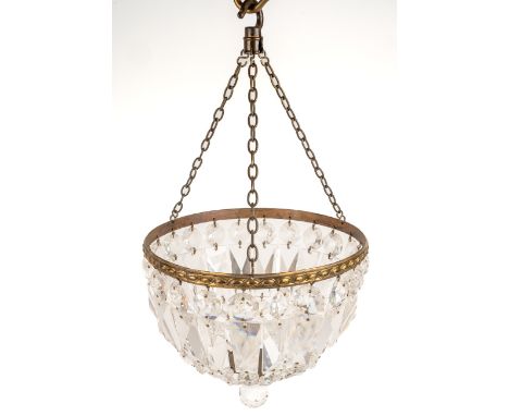 Early 20th century cut Crystal  hanging light fitting / chandelier, approx. 20 cm in diameter. In good condition