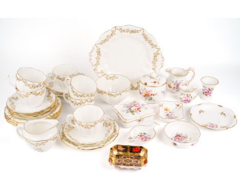 A collection of Royal Crown Derby, to including an 1128 pattern full border pin dish (2nd); Posies jugs and trinket dishes; a