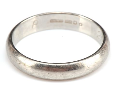 Platinum wedding band, hallmarked Charles Green & Sons D shape, ring size OCondition Report:  gross weight 6.1 grams 