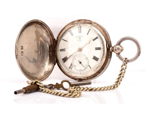 Rotherhams of London military issue pocket watch, serial number c.41823 RA key wound with chain and key in silver hallmarked 