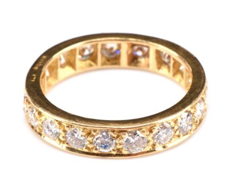 Diamond full eternity ring, set with brilliant cut diamonds in a pave setting hallmarked 18 ct  1998 ring size NCondition Rep