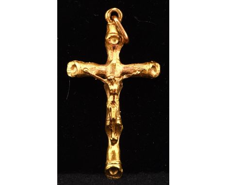 Large stylised crucifix pendant, with brushed finish 68x34mm, tested as 18 ct Condition Report:  Gross weight 10.56g