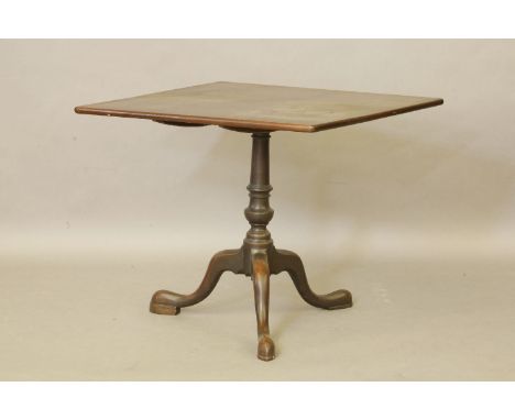 A 19th century mahogany tripod table, with a rectangular top, 90 x 72cmProvenance:  Standen Hall, Clitheroe