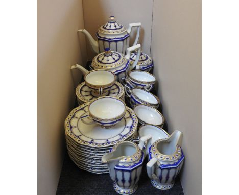 A Rosenthal china tea service 'Maria': 11 cups, 12 plates and saucers, tea and coffee pot, 2 milk jugs and a sugar bowl.