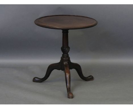 A George III Cuban mahogany tripod table, with circular dished top, 58.5cm diameter, 63cm high