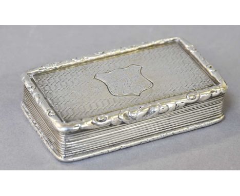 A Victorian Silver Snuff-Box, by Francis Clark, Birmingham, Probably 1843, oblong and with foliage borders, the base and hing