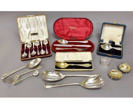 A Collection of Assorted George III and Later Silver Flatware and Other Items, the flatware in various patterns, including a 