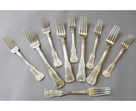 A Collection of George IV Scottish Silver Flatware, Glasgow, 1824 and 1828, variation of King's pattern, comprising: 4 table-