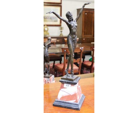 After Dimitri Chiparus: an Art Deco style bronze and marble figure, 57cm