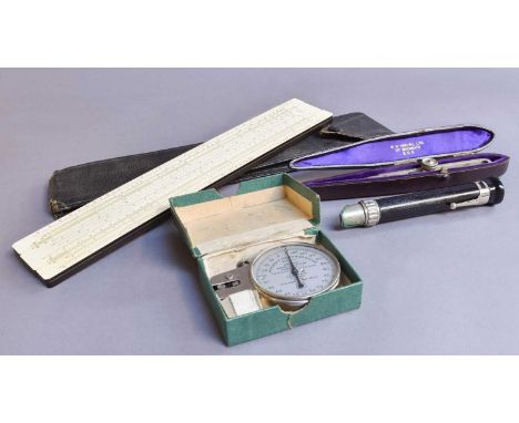 Four Scientific Instruments, including: an Ashcroft thickness gauge and an engineer's compass